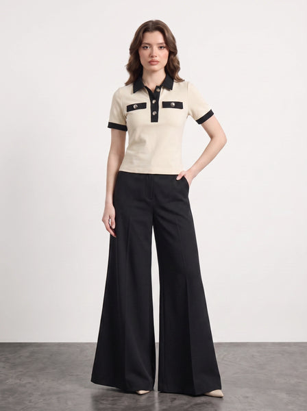 Ecru Contrast Trim Button Polo | Montivo Pakistan