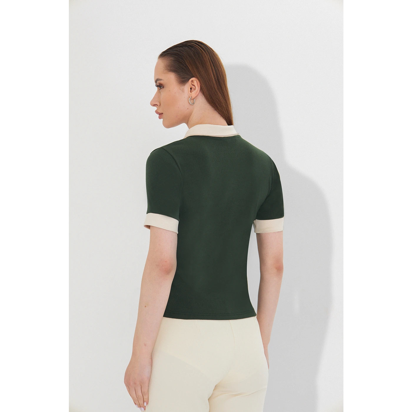 Green Contrast Trim Button Polo | Montivo Pakistan