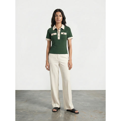 Green Contrast Trim Button Polo | Montivo Pakistan