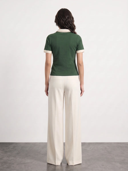 Green Contrast Trim Button Polo | Montivo Pakistan