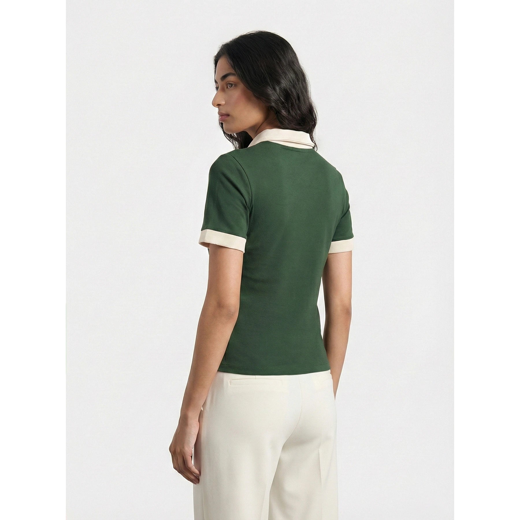 Green Contrast Trim Button Polo | Montivo Pakistan