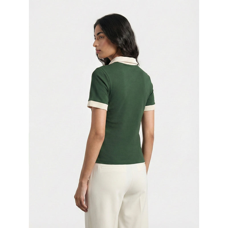 Green Contrast Trim Button Polo | Montivo Pakistan