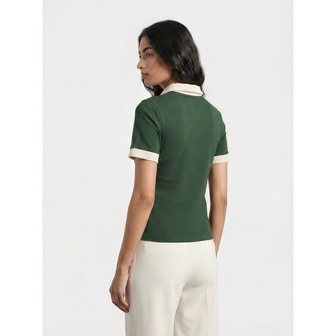 Green Contrast Trim Button Polo | Montivo Pakistan