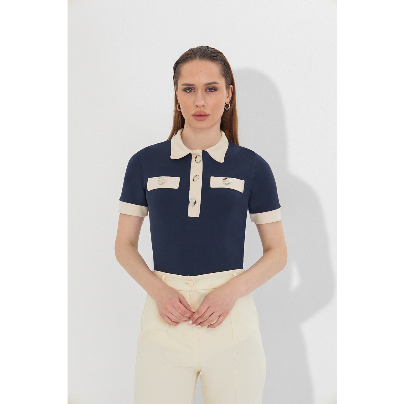 Blue Contrast Trim Button Polo | Montivo Pakistan