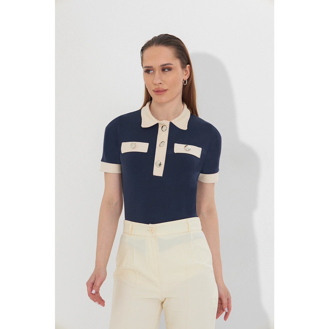 Blue Contrast Trim Button Polo | Montivo Pakistan