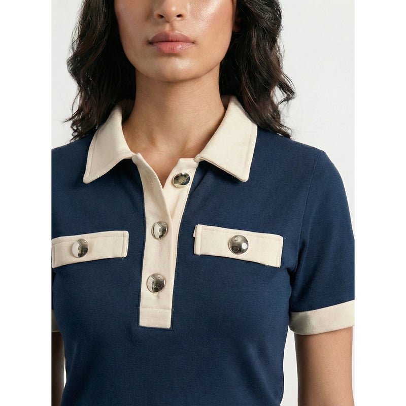 Blue Contrast Trim Button Polo | Montivo Pakistan