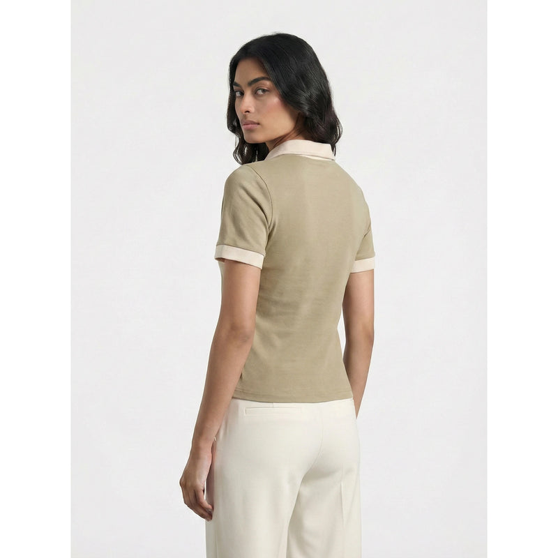 Beige Contrast Trim Button Polo | Montivo Pakistan