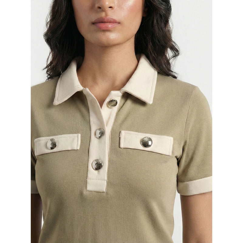 Beige Contrast Trim Button Polo | Montivo Pakistan
