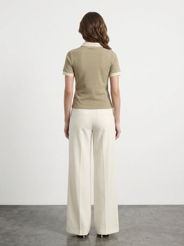 Beige Contrast Trim Button Polo | Montivo Pakistan