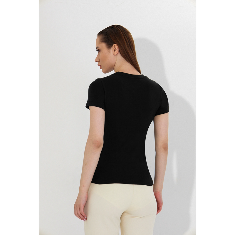 Black Ribbed Fitted Tshirt | Montivo Pakistan