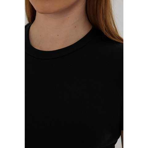 Black Ribbed Fitted Tshirt | Montivo Pakistan