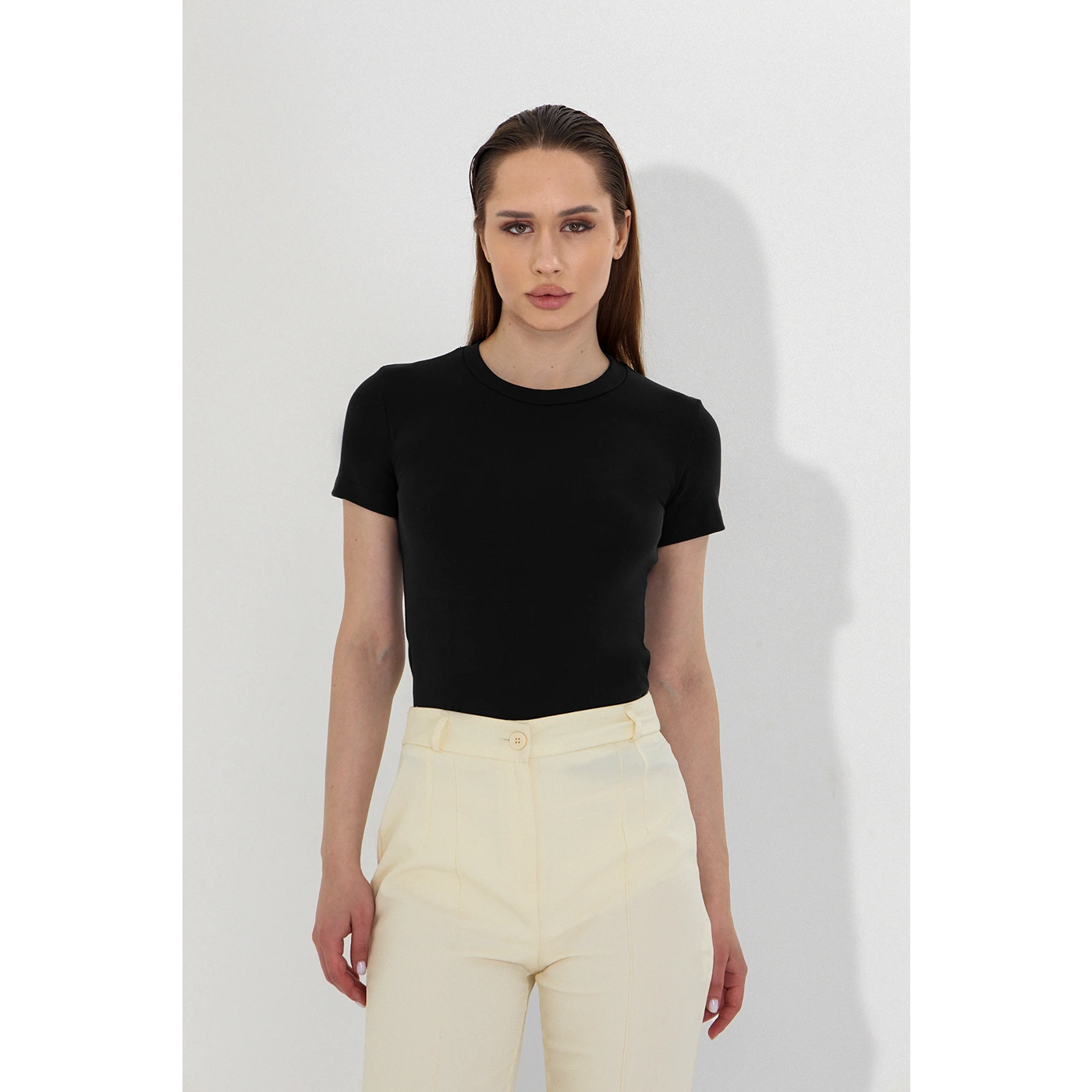 Black Ribbed Fitted Tshirt | Montivo Pakistan