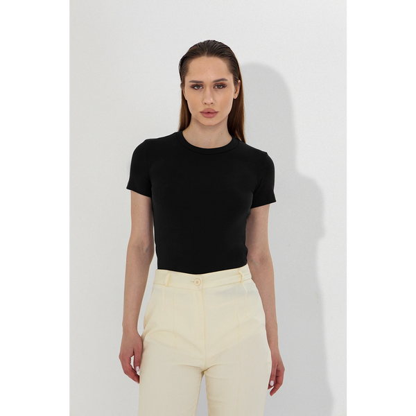 Black Ribbed Fitted Tshirt | Montivo Pakistan