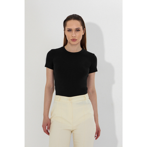 Black Ribbed Fitted Tshirt | Montivo Pakistan