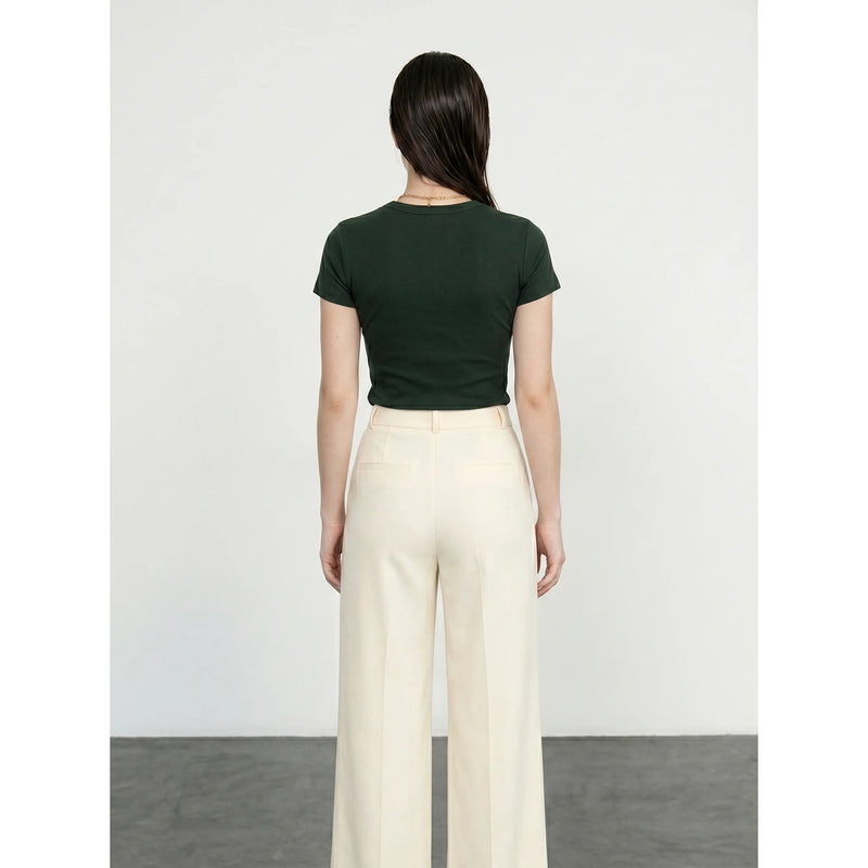 Green Ribbed Fitted Tshirt | Montivo Pakistan