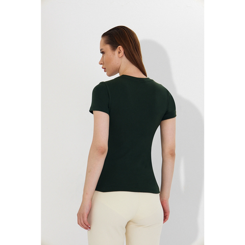 Green Ribbed Fitted Tshirt | Montivo Pakistan