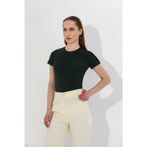 Green Ribbed Fitted Tshirt | Montivo Pakistan