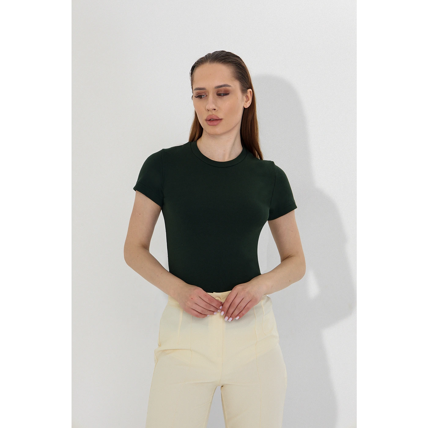 Green Ribbed Fitted Tshirt | Montivo Pakistan