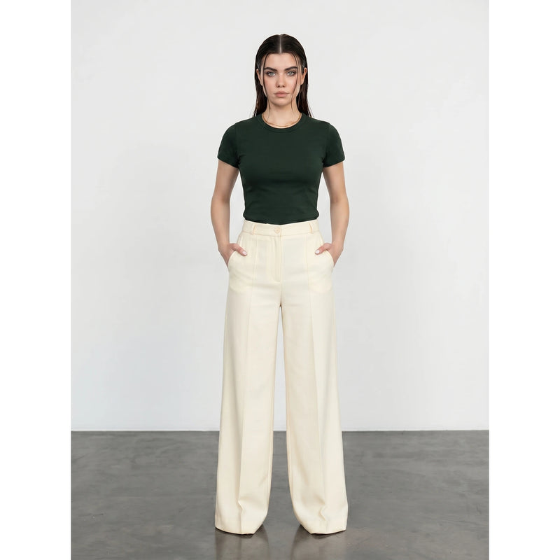 Green Ribbed Fitted Tshirt | Montivo Pakistan