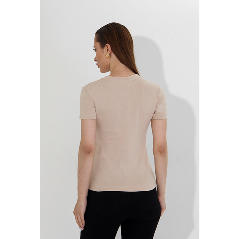 Beige Ribbed Fitted Tshirt | Montivo Pakistan