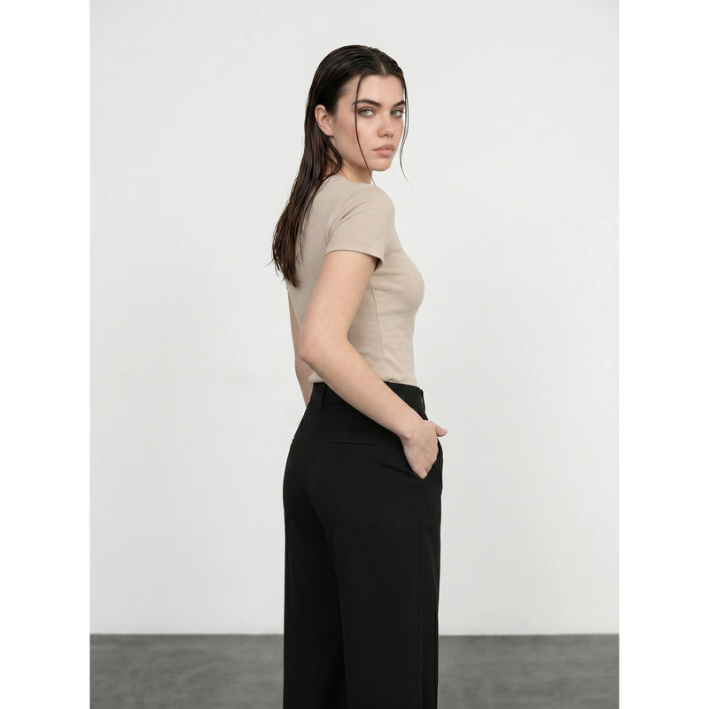 Beige Ribbed Fitted Tshirt | Montivo Pakistan