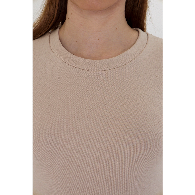 Beige Ribbed Fitted Tshirt | Montivo Pakistan