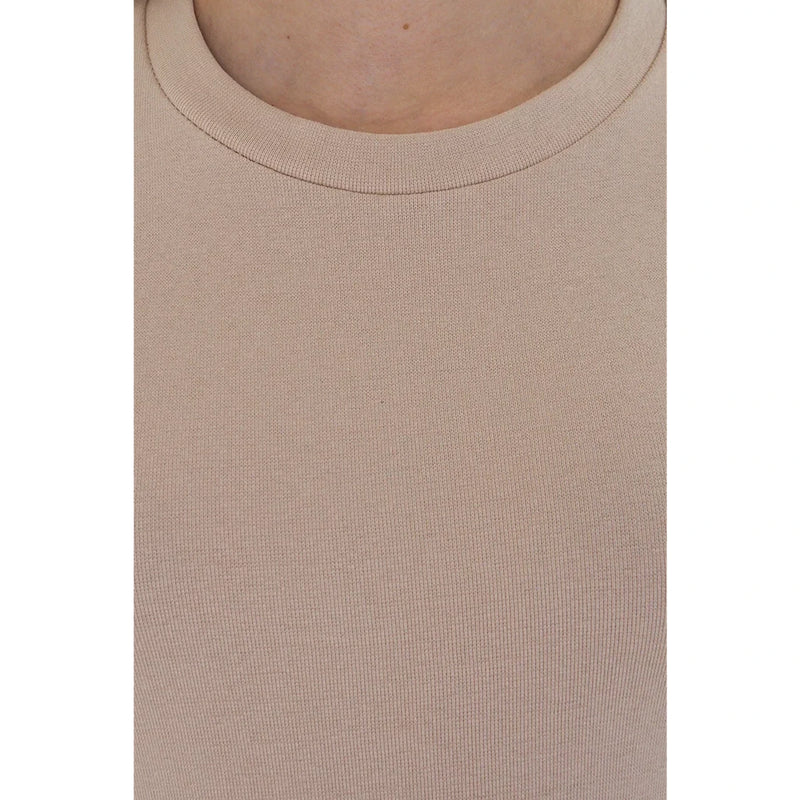 Beige Ribbed Fitted Tshirt | Montivo Pakistan