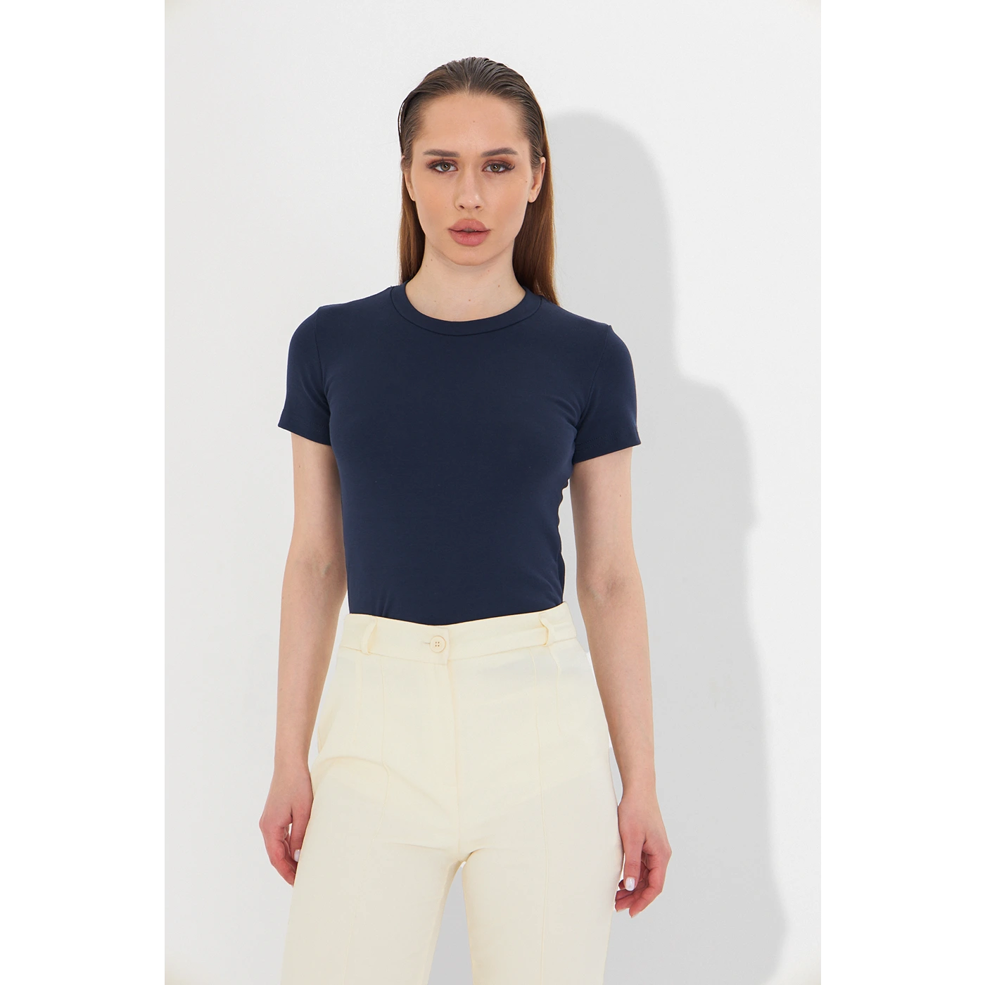 Blue Ribbed Fitted Tshirt | Montivo Pakistan