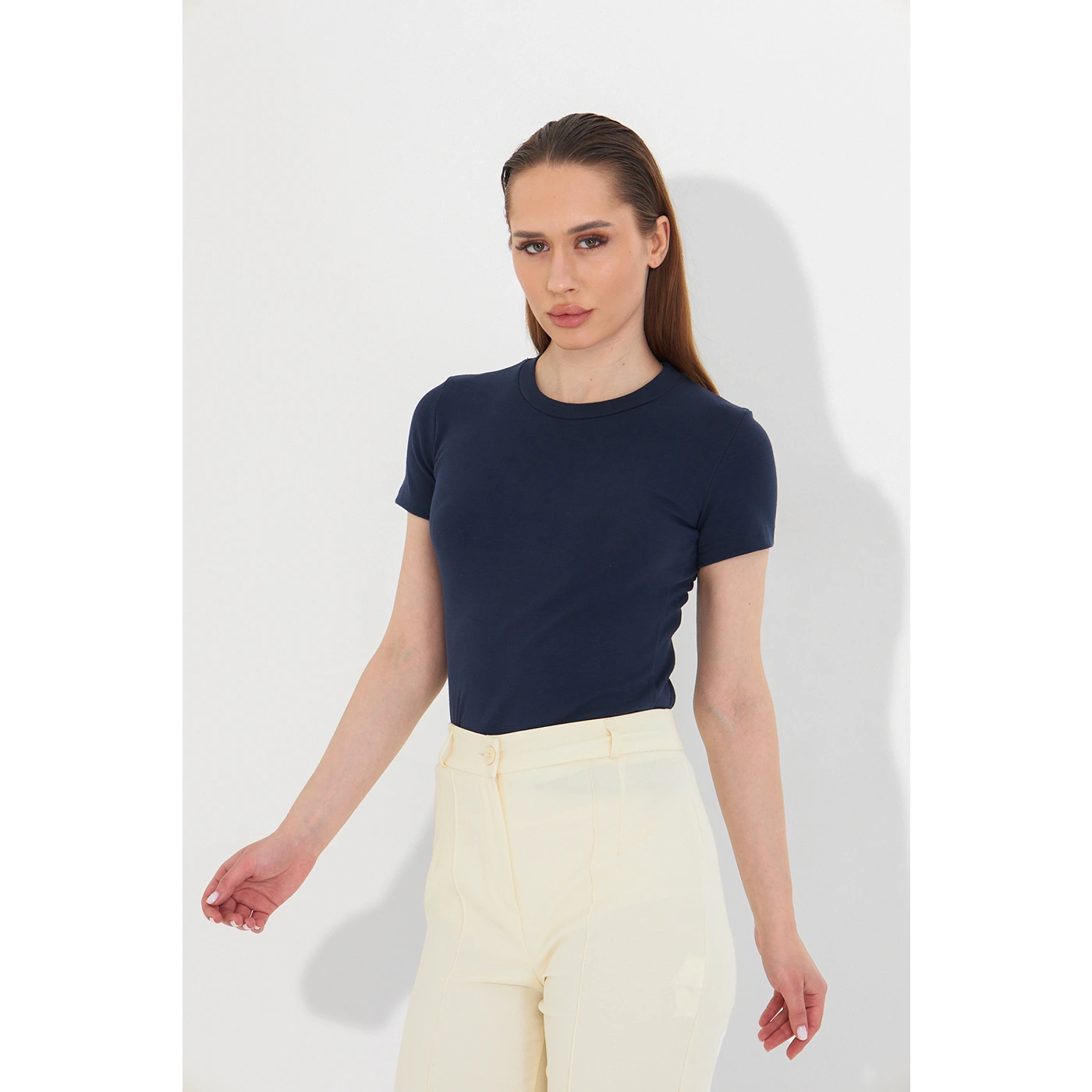 Blue Ribbed Fitted Tshirt | Montivo Pakistan