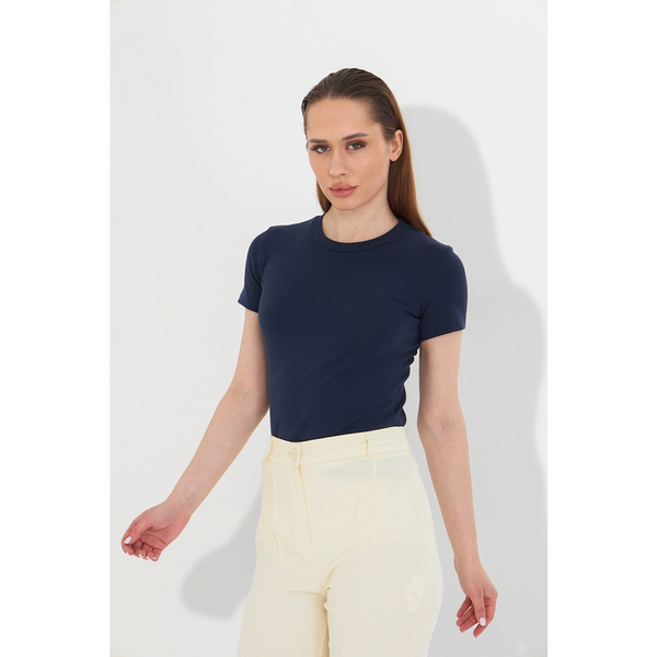 Blue Ribbed Fitted Tshirt | Montivo Pakistan