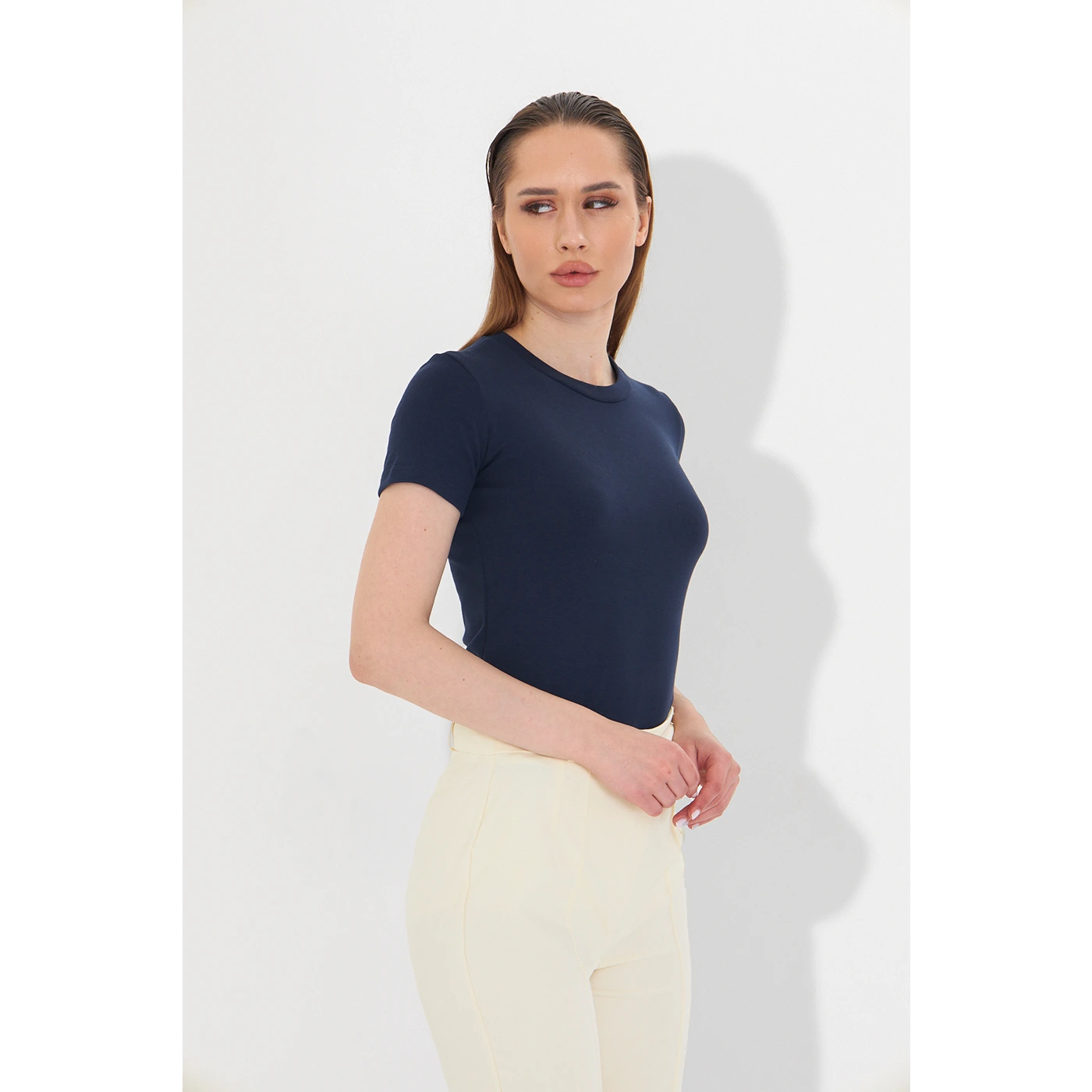 Blue Ribbed Fitted Tshirt | Montivo Pakistan