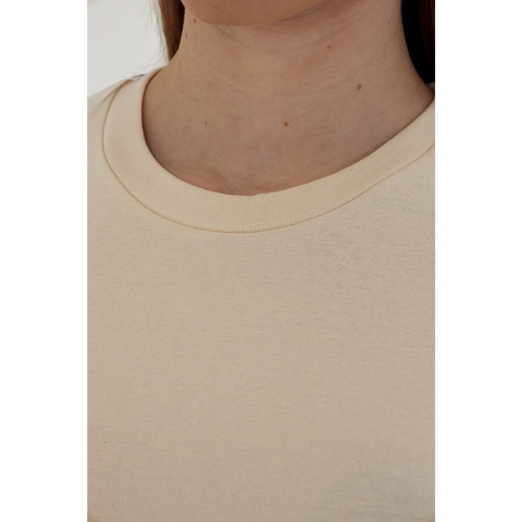 Ecru Ribbed Fitted Tshirt | Montivo Pakistan