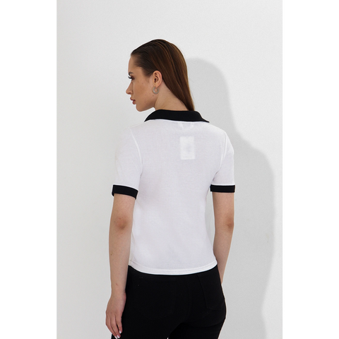 White V Neck Contrast Polo | Montivo Pakistan