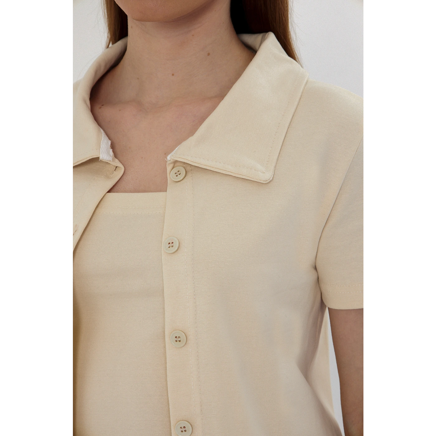 Ecru Bandeau Top + Shirt Set | Montivo Pakistan