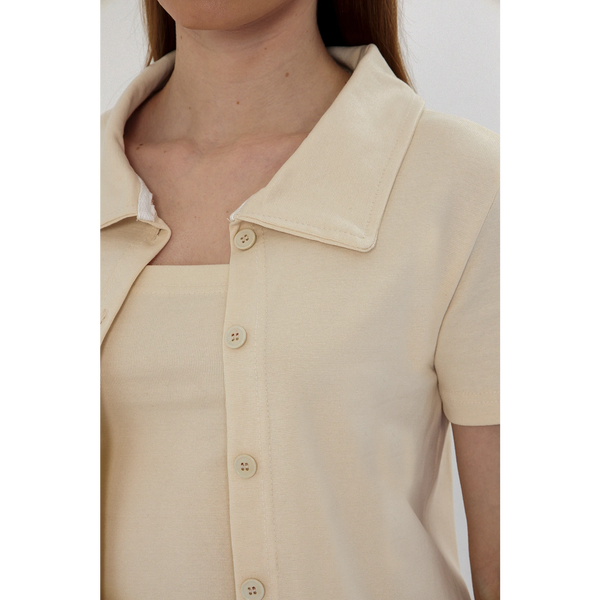 Ecru Bandeau Top + Shirt Set | Montivo Pakistan