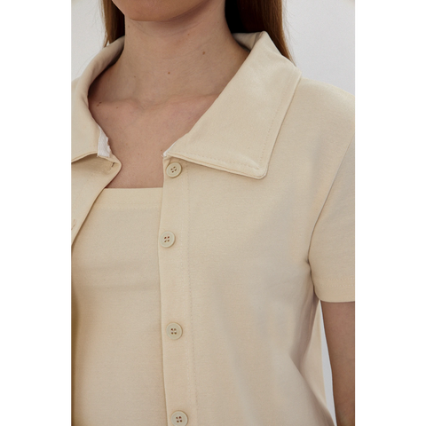 Ecru Bandeau Top + Shirt Set | Montivo Pakistan