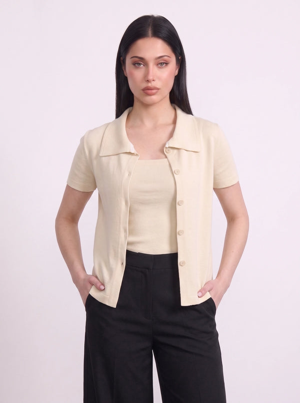 Ecru Bandeau Top + Shirt Set | Montivo Pakistan