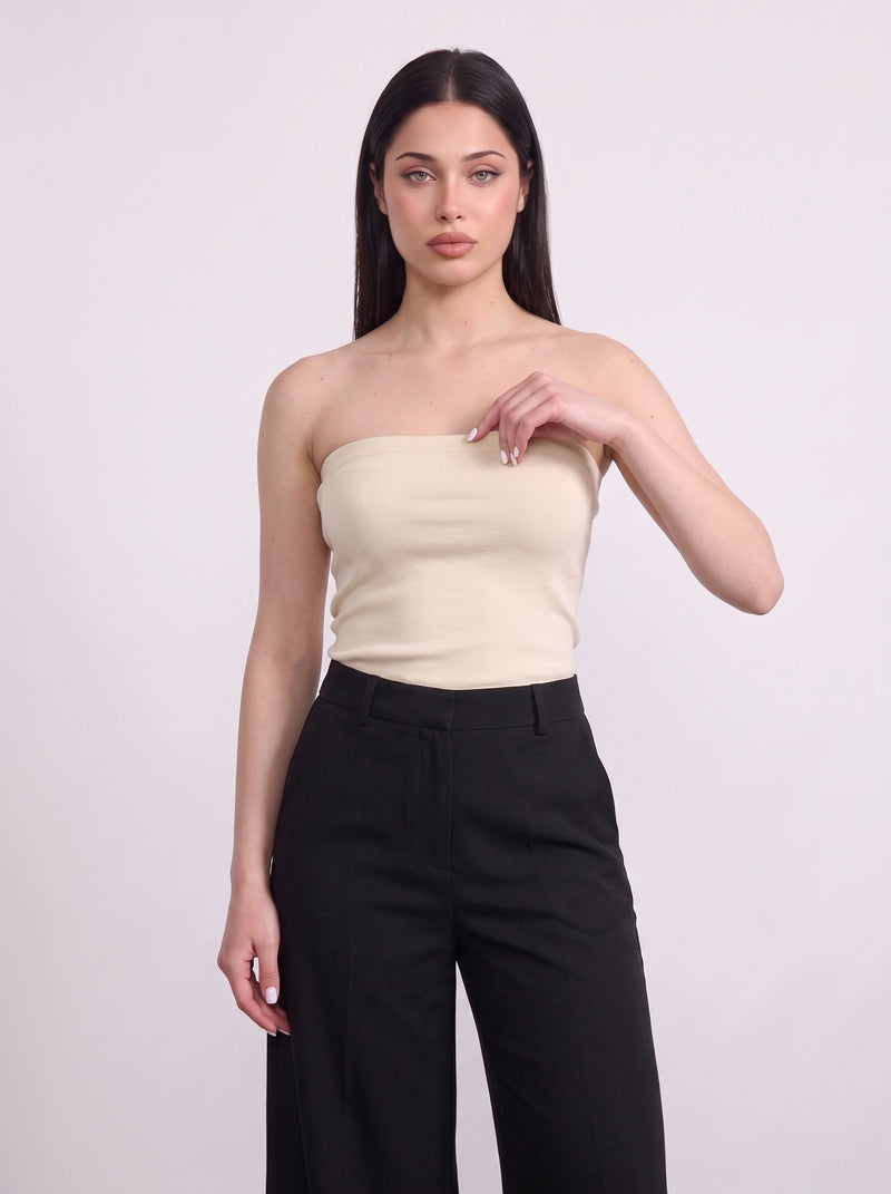 Ecru Bandeau Top + Shirt Set | Montivo Pakistan