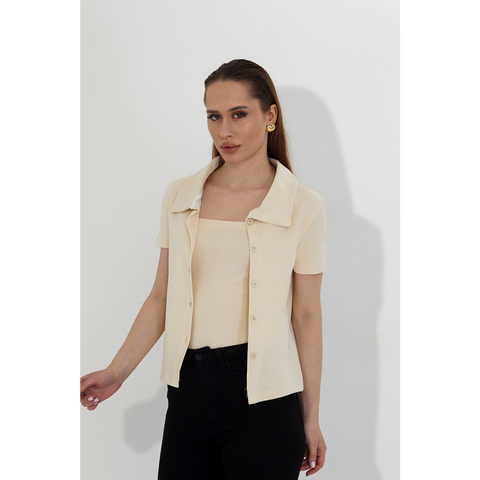 Ecru Bandeau Top + Shirt Set | Montivo Pakistan