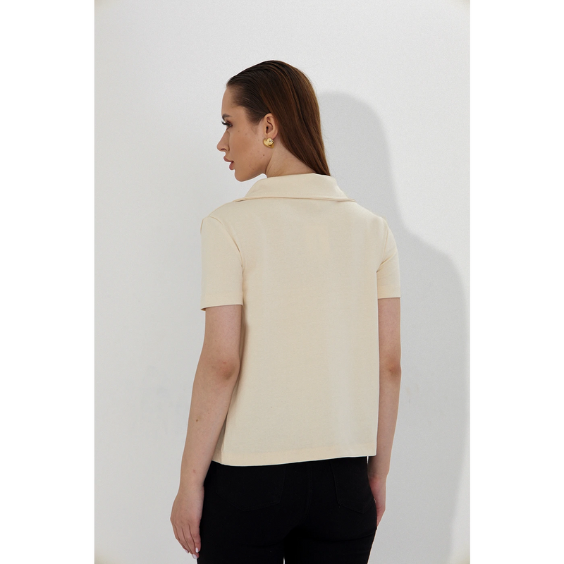 Ecru Bandeau Top + Shirt Set | Montivo Pakistan