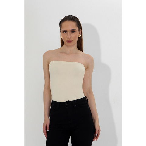 Ecru Bandeau Top + Shirt Set | Montivo Pakistan