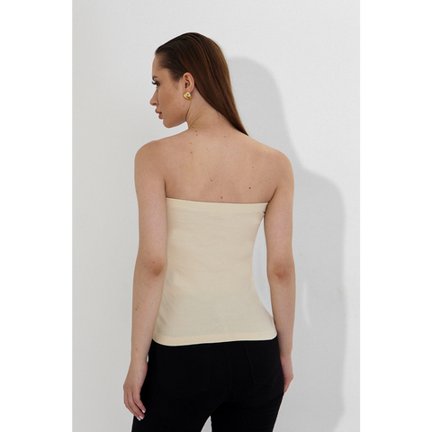 Ecru Bandeau Top + Shirt Set | Montivo Pakistan