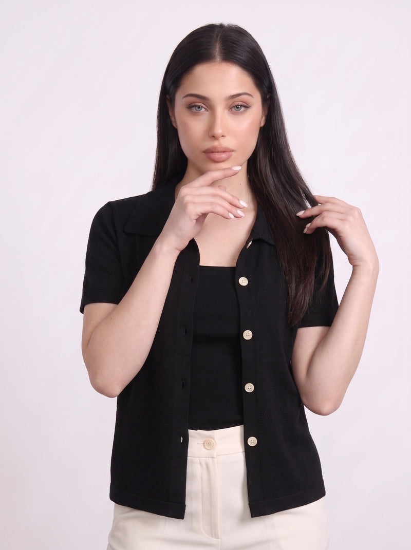 Black Bandeau Top + Shirt Set | Montivo Pakistan