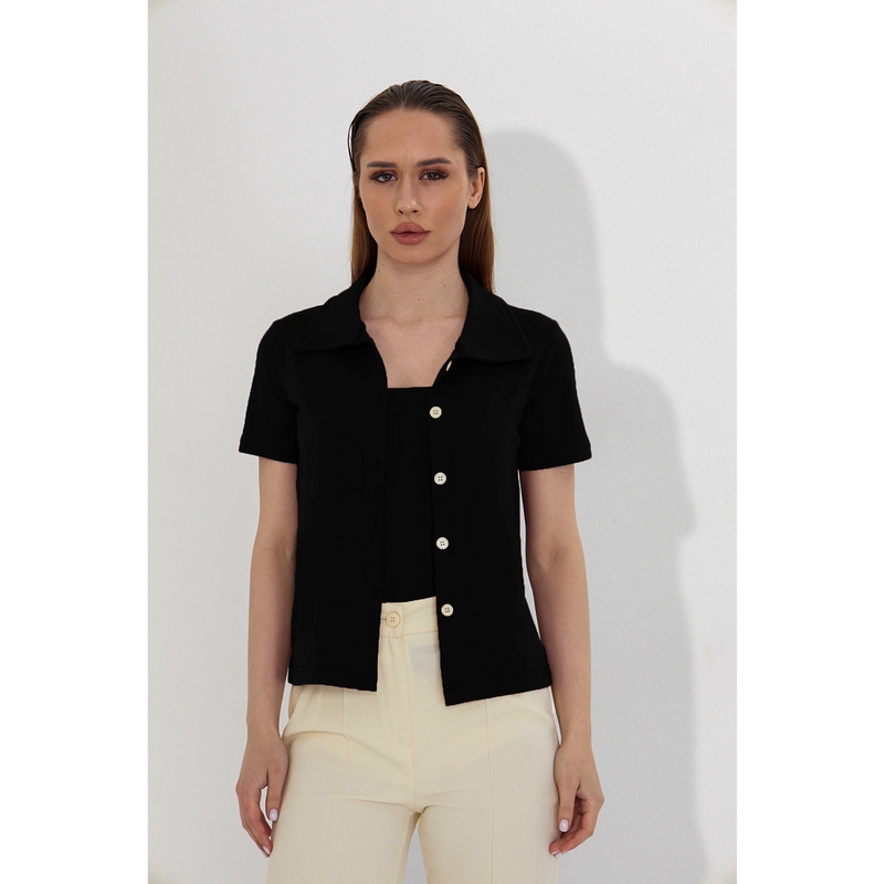 Black Bandeau Top + Shirt Set | Montivo Pakistan