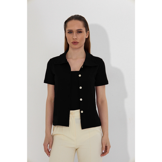 Black Bandeau Top + Shirt Set | Montivo Pakistan