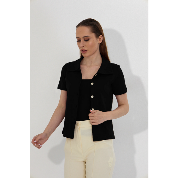 Black Bandeau Top + Shirt Set | Montivo Pakistan