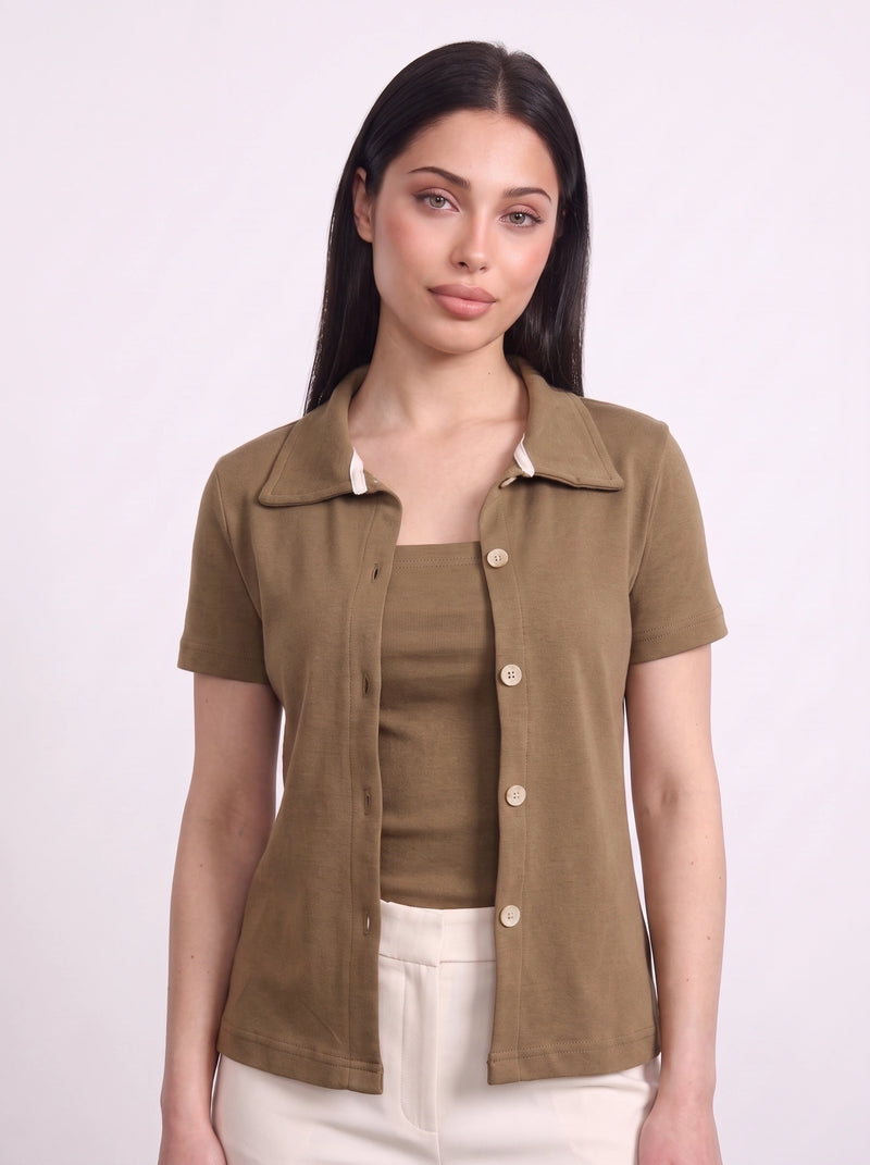 Coffee Bandeau Top + Shirt Set | Montivo Pakistan