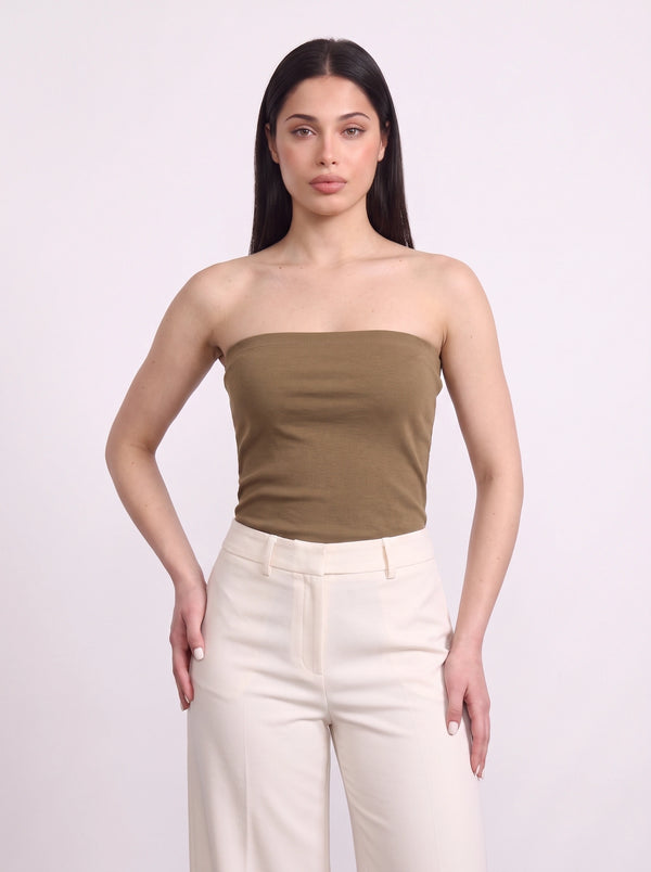 Coffee Bandeau Top + Shirt Set | Montivo Pakistan