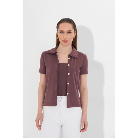 Muave Bandeau Top + Shirt Set | Montivo Pakistan