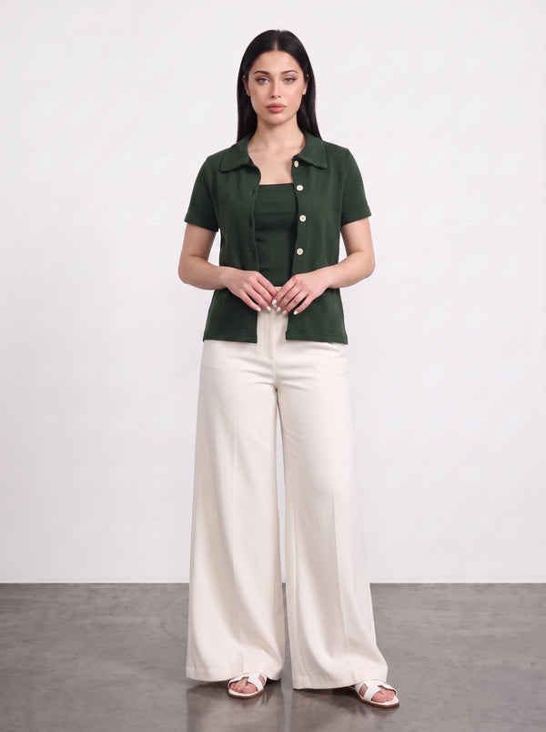 Green Bandeau Top + Shirt Set | Montivo Pakistan